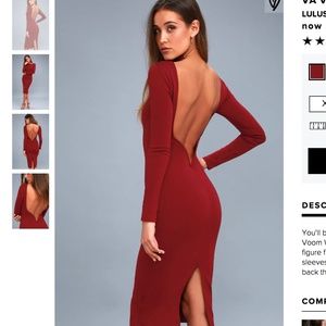 Backless maroon midi dress size xs